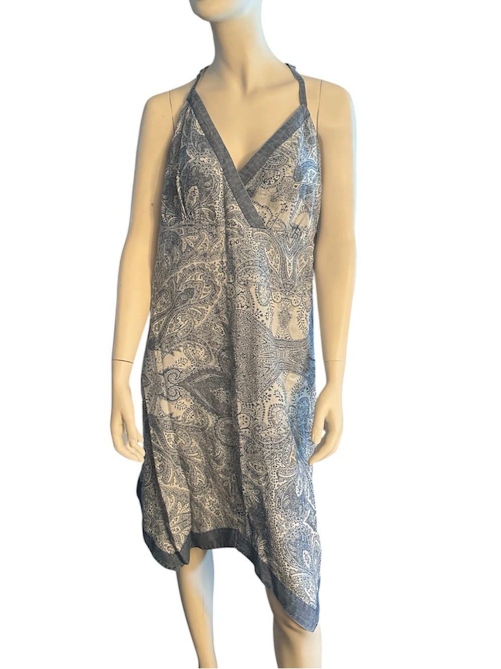 INC Racerback Handkerchief Hem Dress Blue Size 12 EUC